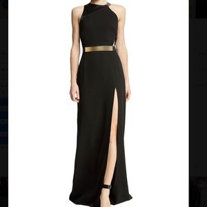 Halston Heritage Sleeveless Side-Slit Gown